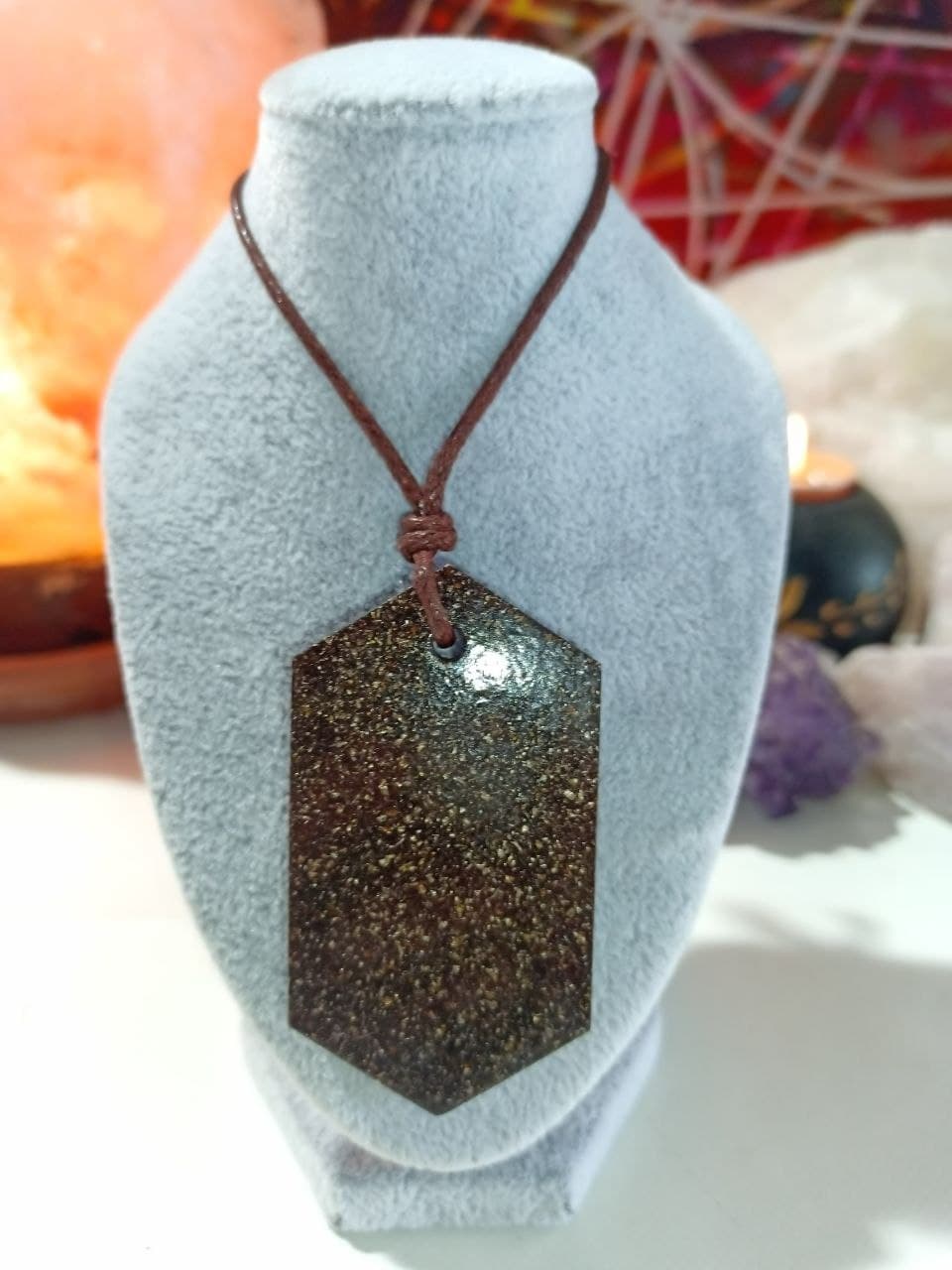 Orgonita VIRUTA PEQUEÑA DE HIERRO colgante Chapa Hexagonal