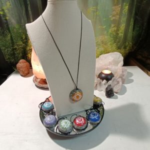 Orgonita / Electronite Colgante o llavero Chakra Sacro formato Semiesfera