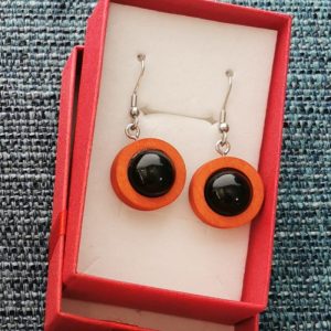 Pendientes de Shungita y madera 2 colores