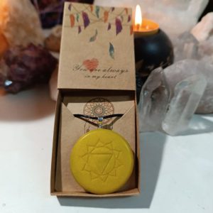 Orgonita / Electronite Colgante o llavero Plexo Solar formato Semicírculo