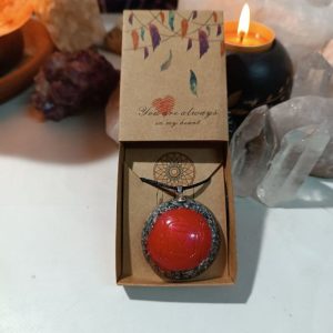 Orgonita / Electronite Colgante o llavero Chakra Raíz formato Semiesfera