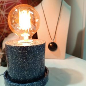 Lámpara formato CILINDRO mesita Orgonita / Electronite