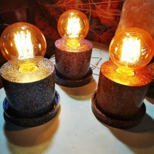 Lámpara formato CILINDRO mesita Orgonita / Electronite