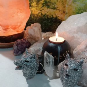 Orgonita / Electronite Llavero Cabeza Lobo