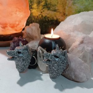 Orgonita / Electronite Llavero Cabeza Lobo