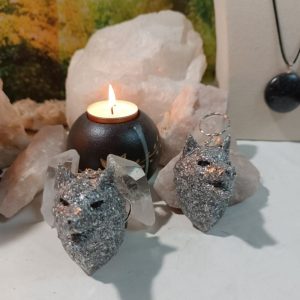 Orgonita / Electronite Llavero Cabeza Lobo